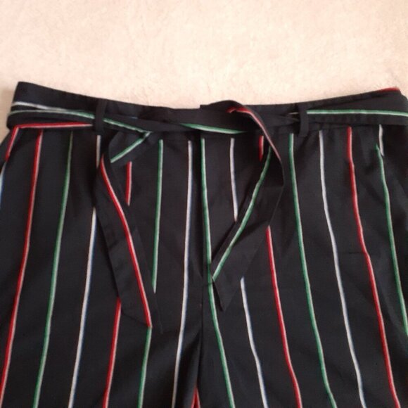 Banana Republic Factory NWT Women's Size 16 Navy Stripe High-Rise Belted Shorts - Picture 3 of 11